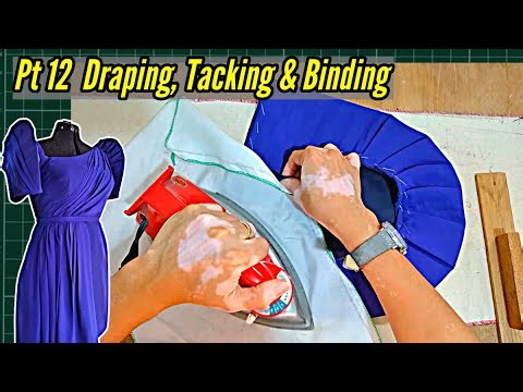Pt 12 Making Filipiniana Dress : How To Do Draping, Tacking & Binding + Terno Sleeves + Butterfly
