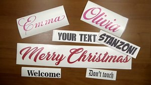 Custom Text Rear Windshield Decal – Personalized Vinyl Lettering Back Window Decals for Cars (Any Color, Multiple Sizes), Windshield Stickers for SUVs, Trucks, Vehicles – Waterproof, Made in USA