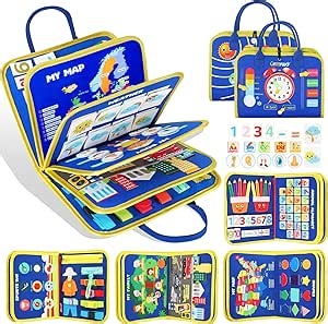 URMYWO Busy Board - Montessori Toys for 1 2 3 4 Year Old, Busy Book Toddler Activities with Fine Motor Skills, Autism Sensory Toys Gifts for Boys Girls, Travel Toys for Road Trip Plane Car