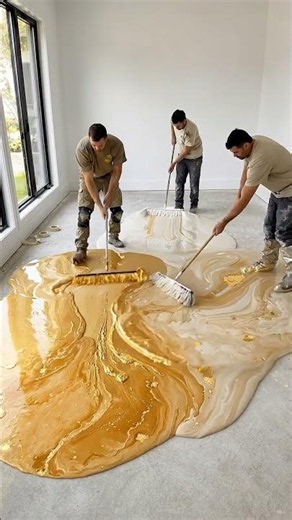 Amazing Luxury Marble Epoxy Floor Transformation | Gold White Beige Mirror Gloss Floor Design