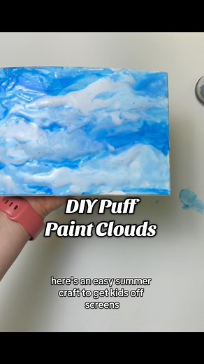 Fun DIY Puff Paint Clouds | Get Off Your Screens & Get Creative! This DIY puff paint cloud painting is the perfect way to get crafting and enjoy the summer sky. All you need is foamy shaving cream, white glue and blue food coloring liquid watercolor. or Transform simple materials into fluffy, textured clouds—no tech needed! It’s a hands-on, mess-free way to spark imagination and get those creative juices flowing. Try it today and let me know how it goes! #PuffPaintCraft #DIYProject #PuffPaintArt