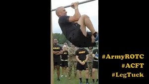 2.3K views · 22 reactions | U.S. Army Center for Initial Military Training's team demonstrates what the leg tuck looks like. Both knees, or both thighs, need to touch both elbows. Don't waste time and energy! | U.S. Army Cadet Command (ROTC) | Facebook