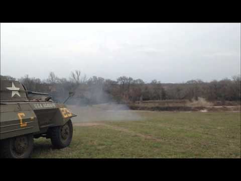 Firing the 37mm cannon on the M8 Greyhound armored car