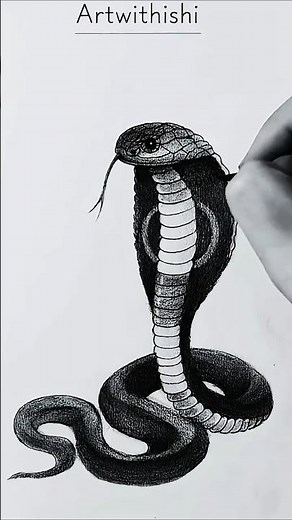 How To Draw a king cobra 🐍| Realistic Snake Drawing Tutorial For Beginners And Kids #shorts
