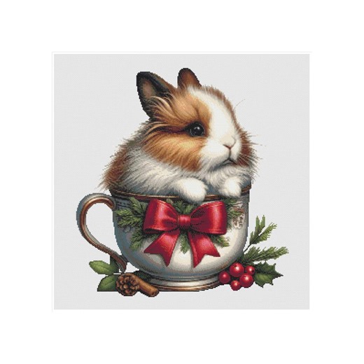 Cross Stitch Rabbit Pattern, Rabbit Cross Stitch, Bunny Cross Stitch, Christmas Pattern, Tea Cross Stitch, Keeper Pattern, Teacup Pattern - Etsy
