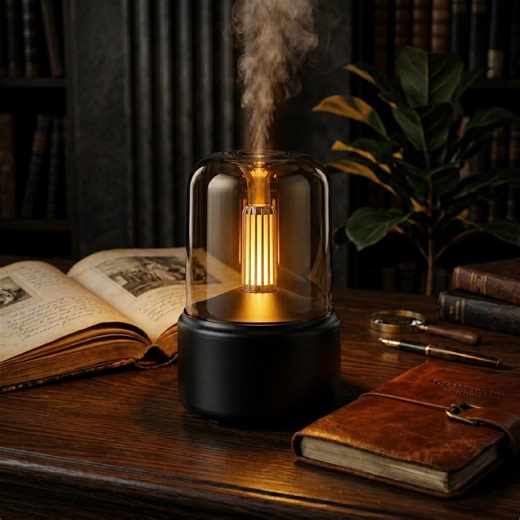 Black Candle Flame Aroma Diffuser — Essential Oil Humidifier, Dark Academia Desk Decor, Ambient LED Night Light | Unique Gift for Him Her - Etsy