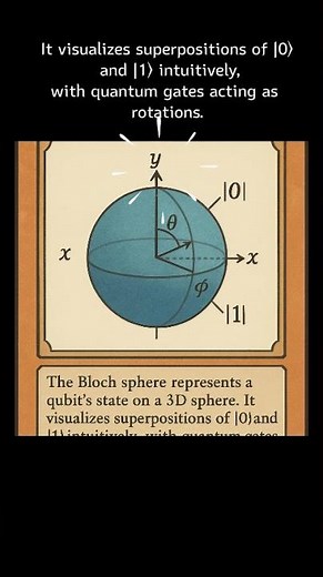 The Bloch sphere represents a qubit's state on a 3D sphere.
