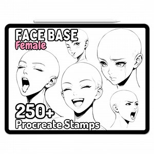 Procreate Anime Face Base Girl Woman Female Head Brushes Stamps Expressions Emotions Cute Facial Drawing Guides Adult Coloring Book Manga - Etsy