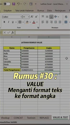 Cara ubah format text ke format angka! #exceltricks #exceltips #exceltutorial