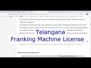 Telangana - Get Online Commercial Franking Machine License (Online)