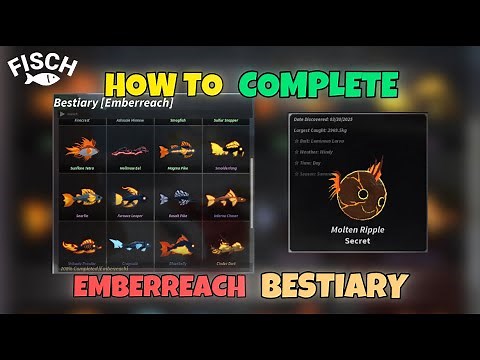 How to Complete EMBERREACH Bestiary 100% in Roblox Fisch Second Sea!