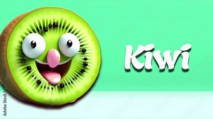 Kiwi animation video, introduction to fruit names for children with 4K resolution.