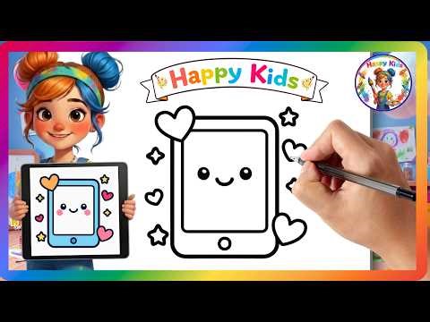 COMO DESENHAR UM TABLET KAWAII 💙📱✨ Passo a Passo Fácil | Desenho Fofo Infantil