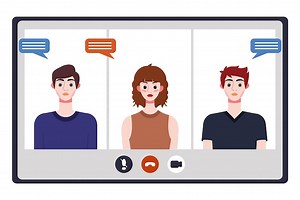 Video conference concept people avatars on computer screen vector illustration | Premium Vector