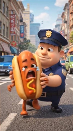Hungry Policeman Eats Running Hotdog 😂🌭 #funny #3danimation #fun