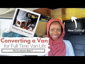 Ford Transit Connect Van Build! // Building a Bed // Installing Ceiling & Vent