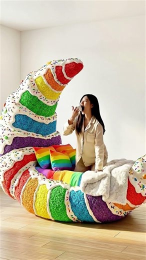 🔴 Giant Rainbow Cake Bed ASMR! 🤤🍰 #ASMR #OddlySatisfying #Cake #Satisfying #FoodASMR