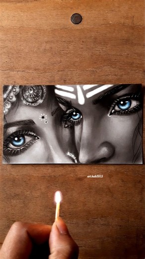 Glowing Effect || Shiv Parvati Eye Art 🥰 #art #glowing #drawing #charcoalart #shorts #ytshort #short