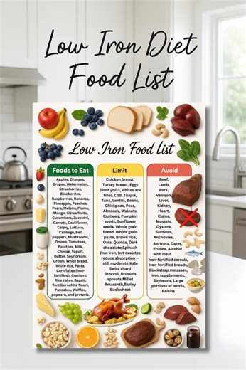 Low Iron Foods List Poster, Printable Diet & Grocery Guide for Women, Pregnancy, Anemia and Iron Deficiency Diet, Meal Planning - Etsy