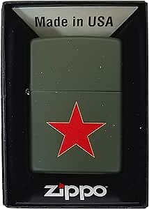 Zippo Custom Lighter - New Green Matte Revolution Red Star Design Zippo Lighter Collectible Gift for Him, for Her, for Them, for Boys, for Girls, for Friends, for Family, for Men,for Women