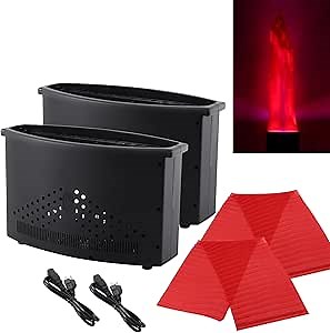 Ridgeyard Fake Fire Flame 2 Pack Artificial Fake Flames Light Effect up to 1.4m/4.6ft 24LED 3D Stage Fire Campfire Simulated Flame Ligh for Nightclub Party Holiday Christmas Halloween Decoration