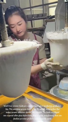 Why Do Factories Dip Bowls in White Liquid? The Ceramic Glazing Process #agriculture #satisfying