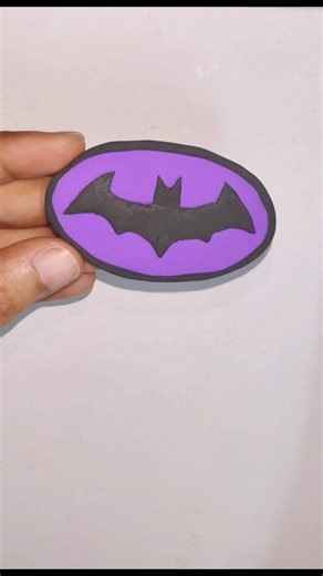 Batman logo Clay art💜 #clayart #art #viral #ytshorts #yt #creativeclayideas #clayart