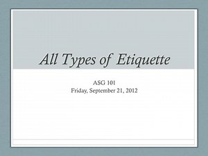 All Types of Etiquette - SlideServe