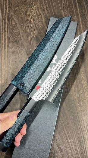 Yu Kurosaki R2 SENKO-EI Chef's Gyuto Knife 210mm with Indigo-dyed Wood Handle and Saya [AITENMOKU]