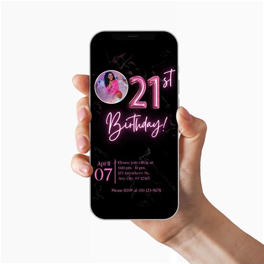 21st Birthday Invitation Template Editable Canva Digital Phone Text Message Evite Twenty First Party Invite Instant Download - Etsy