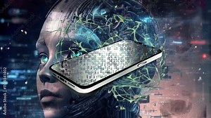 Effortlessly control a futuristic AI robot via smartphone. Smooth movements, advanced technology. Perfect for tech, AI, and robotics projects.