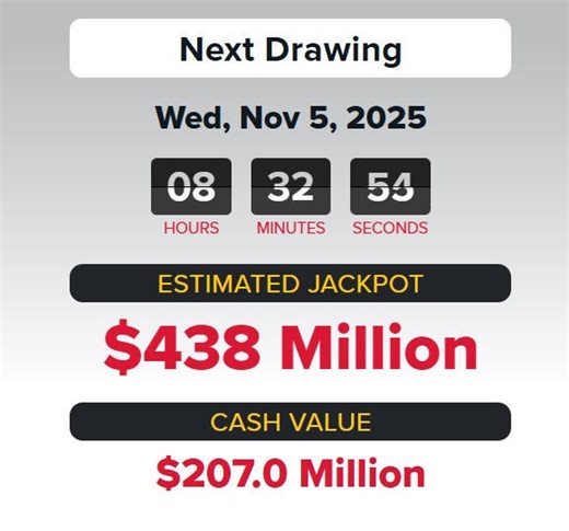 Did anyone win Powerball? Winning numbers for Wednesday, November 5, 2025. Jackpot $438M