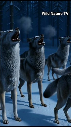 Wolf Pack Howling Under Full Moon 🌕🐺 | Snowy Forest Cinematic Scene || #wolf #wolves #wolfhowl