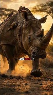 Tiny Mongoose Helps a Rhino! 🦏🐾 #wildlife #wildlifeentertainment #mammals #rhino