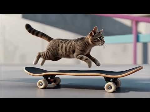 🐱🛹 3D Cat on a Skateboard | Cutest Skater Ever! ✨ #youtubeshorts #shorts #3danimation
