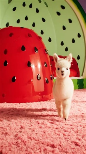Tiny alpaca hooves on cold watermelon → instant brain massage#AlpacaASMR #WatermelonASMR