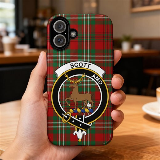 Custodia per cellulare Scott Clan Tartan, orgoglio della famiglia scozzese, cover per telefono a quadri, design con emblema di cervo, protezione personalizzata per telefono - Etsy Italia
