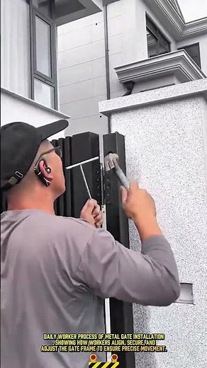Daily worker process of Installing a heavy metal gate #dailywork #satisfying