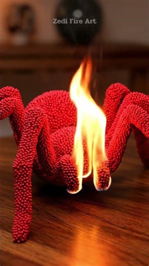 Giant Red Matchstick Spider Burning 🕷️🔥 | Spooky ASMR