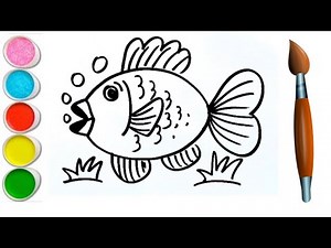 Fish drawing step by step for beginners | Fish for kids | Coloring Painting | Toddlers drawing