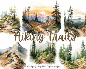 Hiking Trail Illustration | Travel Graphics | Mountains | Outdoor Clipart | Hiking PNG | Hiking Clipart | Instant Download - Etsy