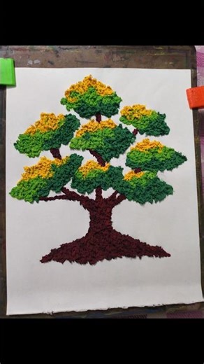 tree making with tissue paper 🌳 #artscraft #artdrawing #painting #tree