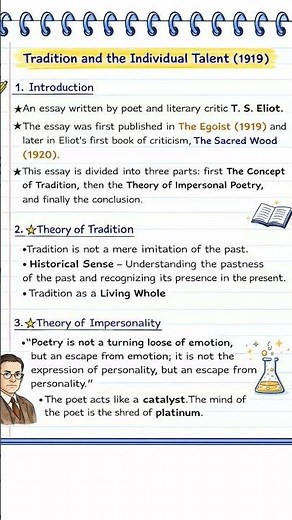 Tradition and the Individual Talent (1919) | T.S.Eliot | The Theory of Tradition and Impersonality