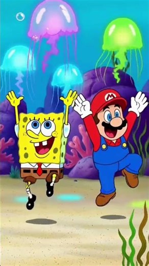 Spongebob + Mario = Dance Party #dance #spongebobsquarepants #mario