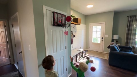 Indoor Basketball Hoop Pro for Kids, Over The Door Basketball Hoop with LED Light/Scoreboard/4 Balls- Upgraded Anti-Impact Backboard, Basketball Toys Gifts for 6 7 8 9 10 11 12 Year Old Boys