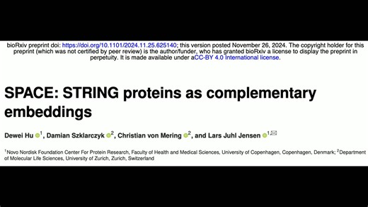 SPACE: STRING proteins as complementary embeddings