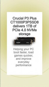 CT1000P3PSSD8 Crucial P3 Plus 1TB PCIe 4.0 NVMe Internal Solid State Drive