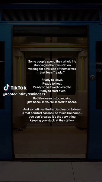 Some of the hardest life lessons aren’t loud. Sometimes you slowly outgrow the version of you that’s too scared to leave the station. 🚆 If you’ve been feeling stuck, lost, scared to start over, healing, or trying to rediscover yourself again… this is your reminder that life keeps moving. Don’t abandon your potential waiting for the “perfect” moment. #lifelessons #selfgrowth #wisdom #personaldevelopment #creatorsearchinsights