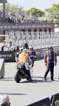 Channing Tatum at the start line of the Isle of Man TT