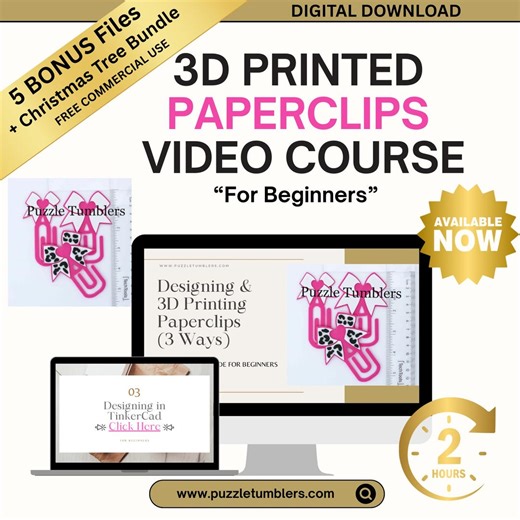 3D Printed Paperclip Video Course   BONUS - Learn How to Design 2 Types of Paperclips 3 Ways - Online Class for Beginners - Digital Download - Etsy